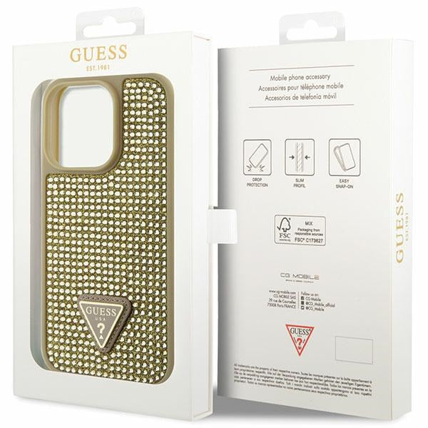 Guess GUHCP14LHDGTPD iPhone 14 Pro 6.1" gold/gold hardcase Rhinestone Triangle