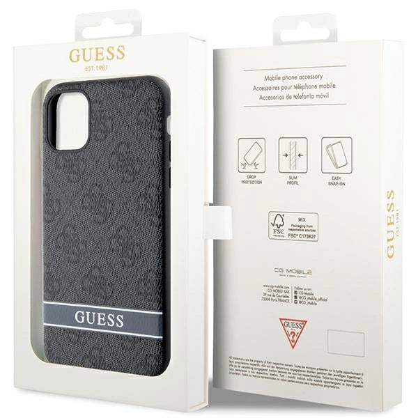 Guess GUHCN61P4SNK iPhone 11 / Xr grey/grey hardcase 4G Stripe