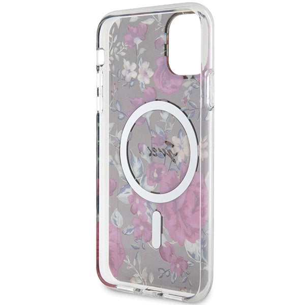 Guess GUHMN61HCFWSA iPhone 11 / Xr 6.1" green/khaki hardcase Flower MagSafe