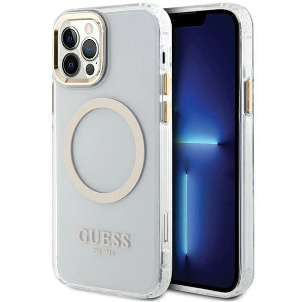 Guess Metal Outline Magsafe case for iPhone 12 / iPhone 12 Pro - gold