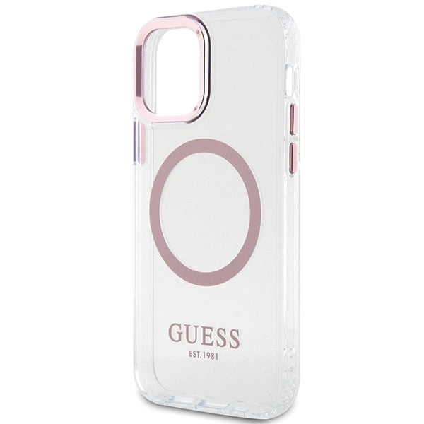 Guess Metal Outline Magsafe case for iPhone 12 / iPhone 12 Pro - pink