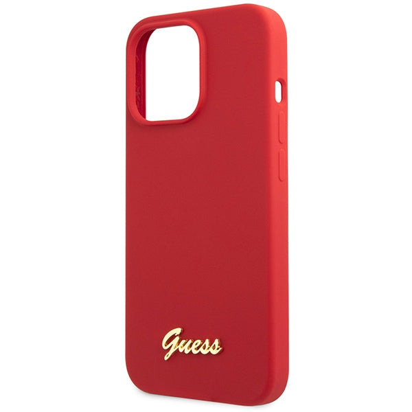 Guess GUHCP13XLSLMGRE iPhone 13 Pro Max 6.7" red/burgundy hard case Silicone Vintage Gold Logo
