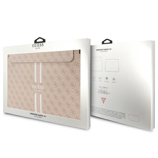 Guess 4G Printed Stripes cover for a 16" laptop - pink