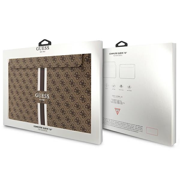 Guess 4G Printed Stripes cover for a 16" laptop - brown