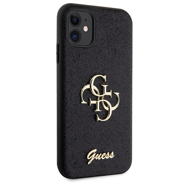 Guess GUHCN61HG4SGK case for iPhone 11 / Xr - black Glitter Script Big 4G