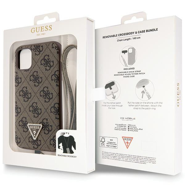 Guess GUHCN61P4TDSCPW Case for iPhone 11 / Xr - Brown Crossbody 4G Metal Logo