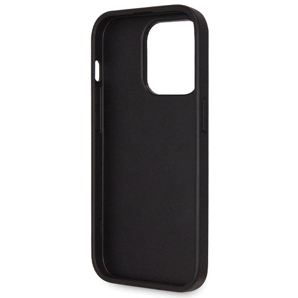 Guess GUHCP14LP4TDSCPK case for iPhone 14 Pro - black Crossbody 4G Metal Logo