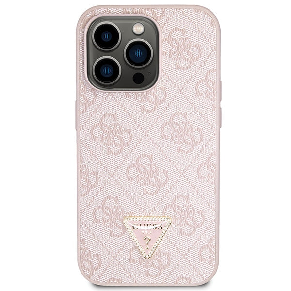 Guess GUHCP14LP4TDSCPP case for iPhone 14 Pro - pink Crossbody 4G Metal Logo