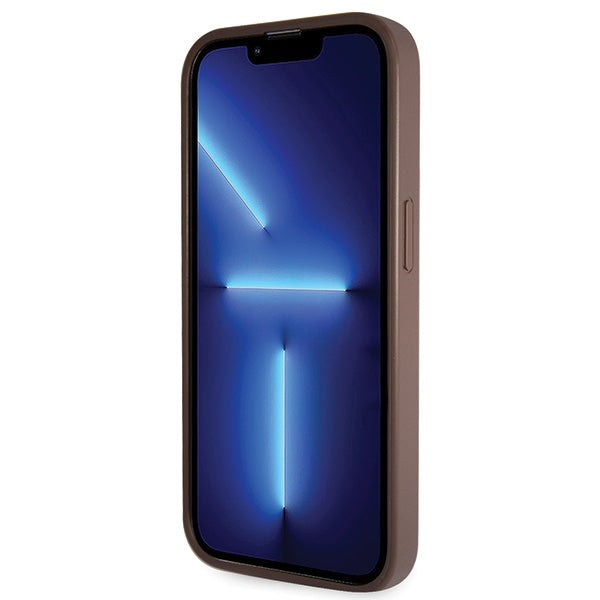 Guess GUHCP14LP4TDSCPW case for iPhone 14 Pro - brown Crossbody 4G Metal Logo