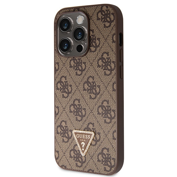 Guess GUHCP14LP4TDSCPW case for iPhone 14 Pro - brown Crossbody 4G Metal Logo