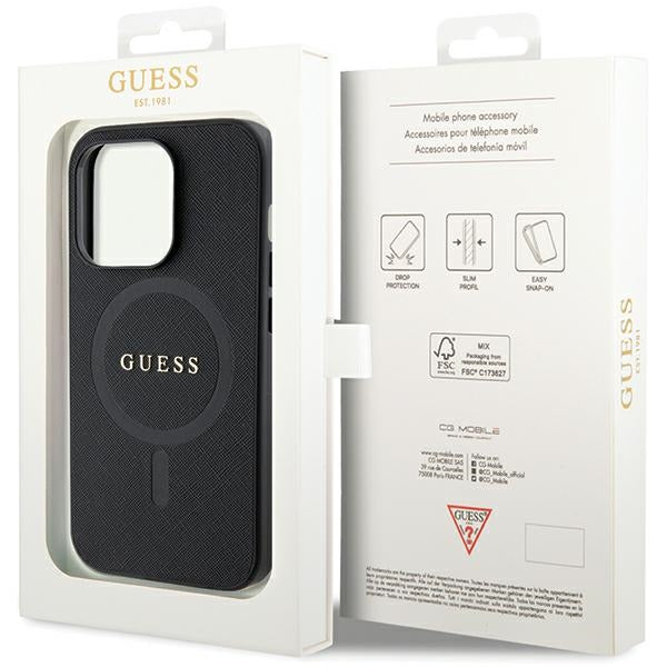 Guess GUHMP14XPSAHMCK case for iPhone 14 Pro Max 6.7" - black Saffiano MagSafe