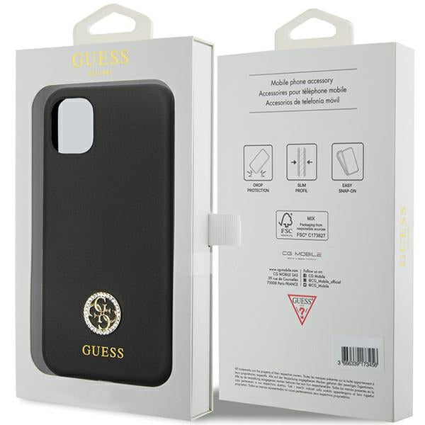 Guess GUHCN614DGPK Case for iPhone 11 / Xr - Black Silicone Logo Strass 4G
