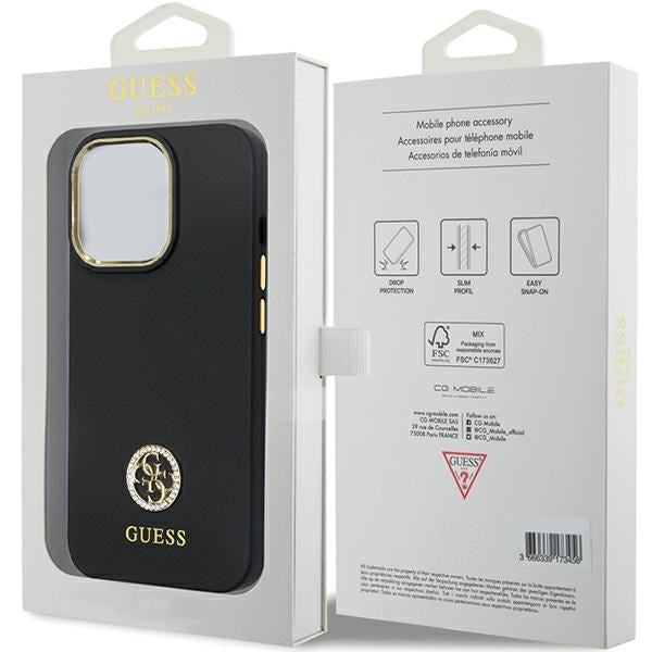 Guess GUHCP13LM4DGPK case for iPhone 13 Pro / 13 - black Silicone Logo Strass 4G