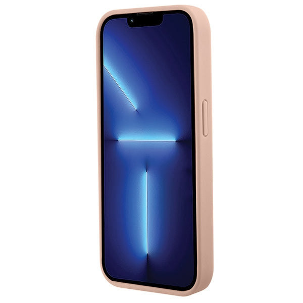 Guess Croco Triangle Metal Logo case for iPhone 15 Pro - pink