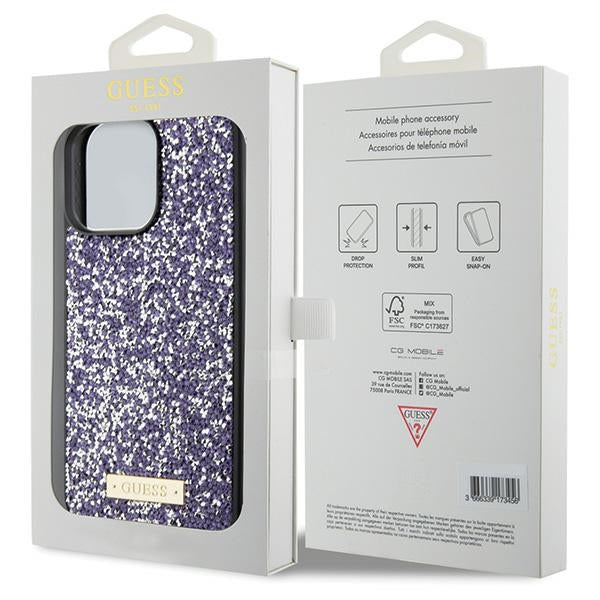 Guess Rhinestone Metal Logo case for iPhone 15 Pro - pink
