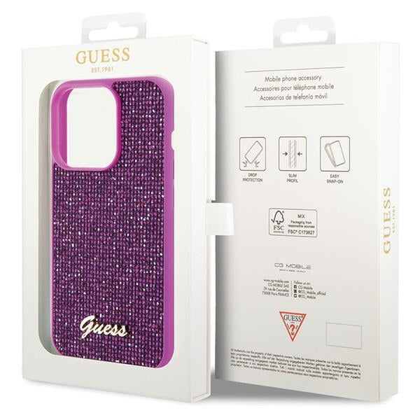 Guess Disco Metal Script case for iPhone 15 Pro - pink