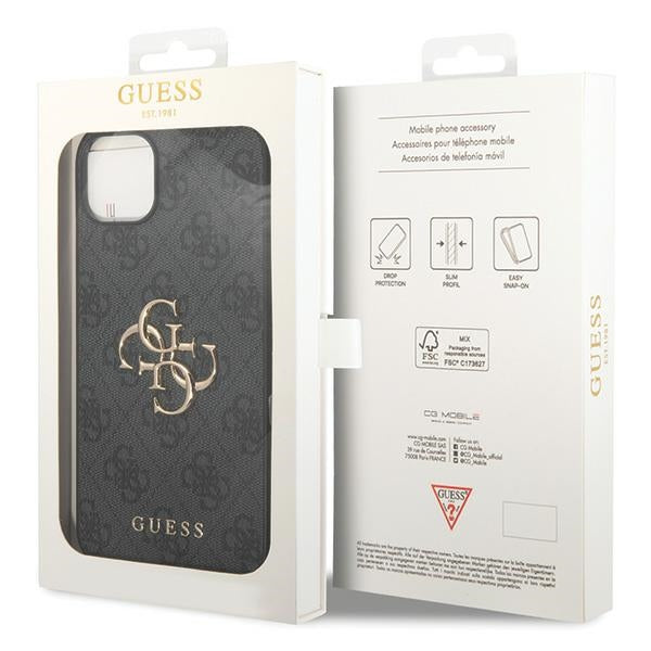 Guess 4G Big Metal Logo iPhone 15 Case - Gray