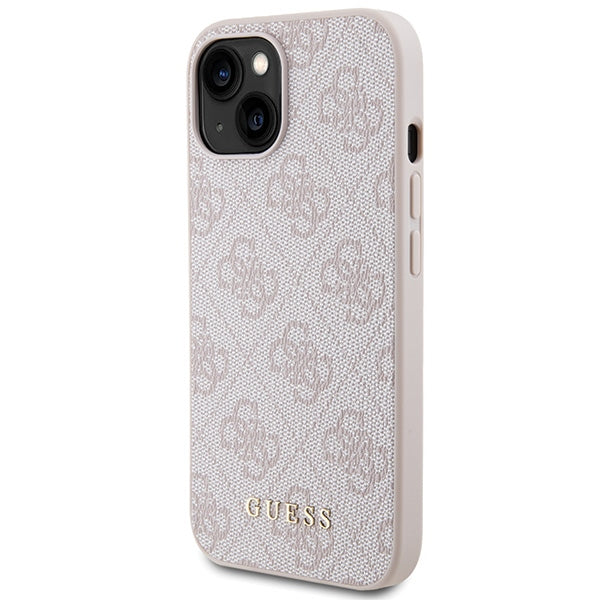 Guess 4G Metal Gold Logo case for iPhone 15 - pink