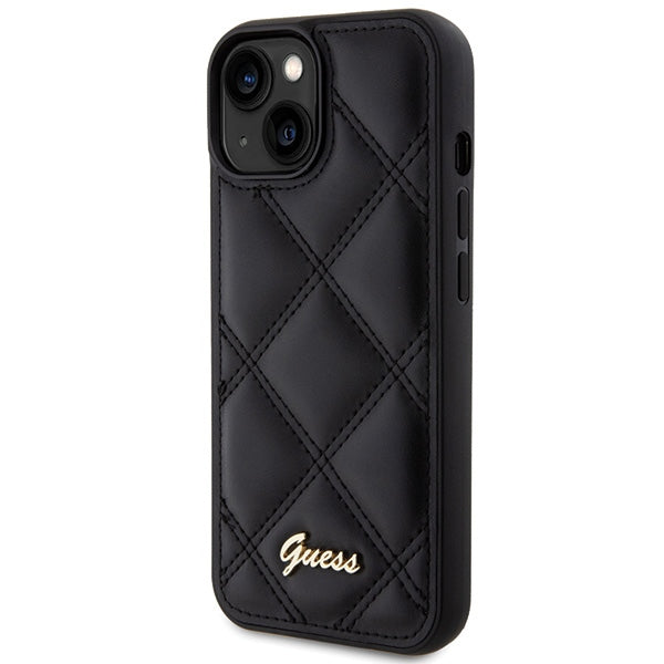 Guess Quilted Metal Logo case for iPhone 15 - black