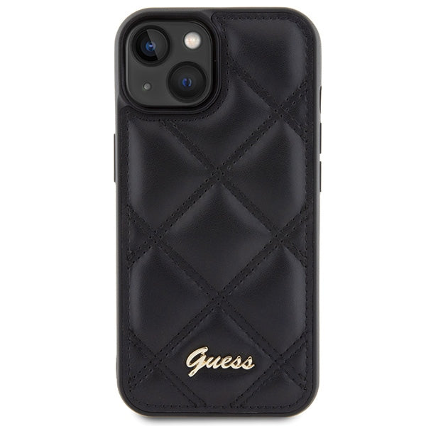 Guess Quilted Metal Logo case for iPhone 15 - black