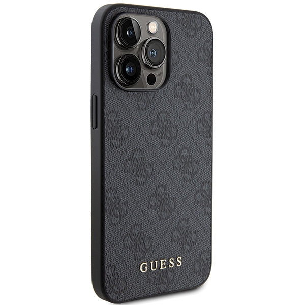 Guess 4G Metal Gold Logo iPhone 15 Pro Max Case - Gray