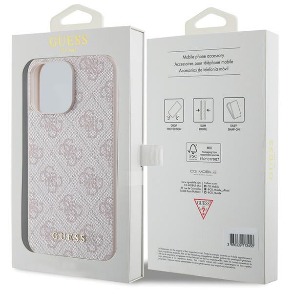 Guess 4G Metal Gold Logo case for iPhone 15 Pro Max - pink