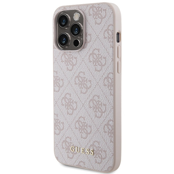 Guess 4G Metal Gold Logo case for iPhone 15 Pro Max - pink