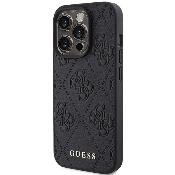 Guess Leather 4G Stamped case for iPhone 15 Pro Max - black