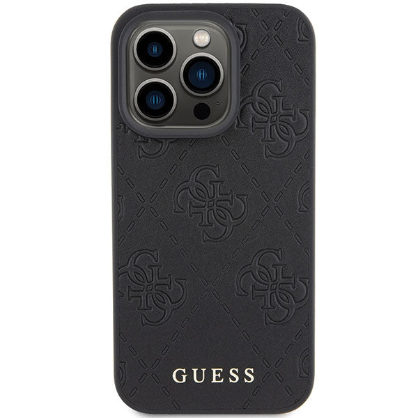 Guess Leather 4G Stamped case for iPhone 15 Pro Max - black