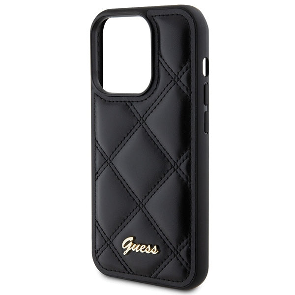 Guess Quilted Metal Logo case for iPhone 15 Pro Max - black