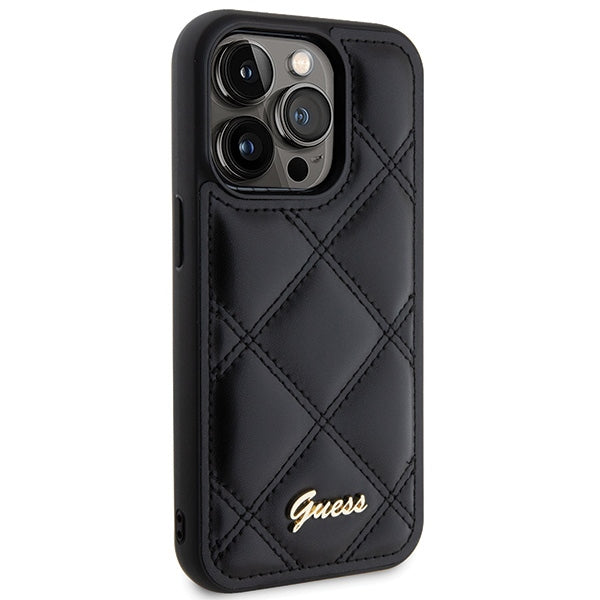 Guess Quilted Metal Logo case for iPhone 15 Pro Max - black
