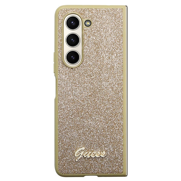 Guess Glitter Script case for Samsung Galaxy Z Fold 5 - gold