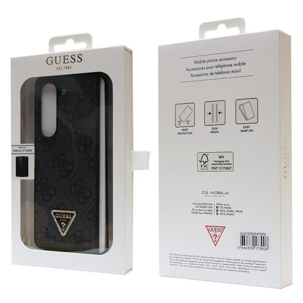 Guess Leather 4G Diamond Triangle case for Samsung Galaxy Z Fold 5 - black