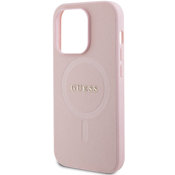 Guess GUHMP14XPSAHMCP case for iPhone 14 Pro Max - pink Saffiano MagSafe