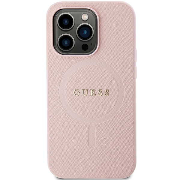 Guess GUHMP14XPSAHMCP case for iPhone 14 Pro Max - pink Saffiano MagSafe