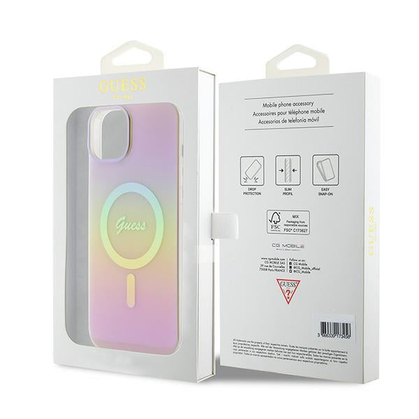 Guess GUHMP15MHITSP iPhone 15 Plus 6.7" pink/pink hardcase IML Iridescent MagSafe