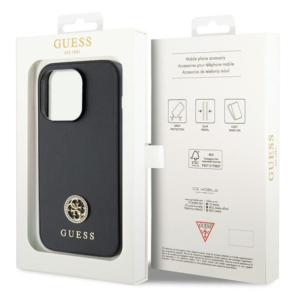 Guess GUHCP15LPS4DGPK iPhone 15 Pro 6.1" black/black hardcase Strass Metal Logo