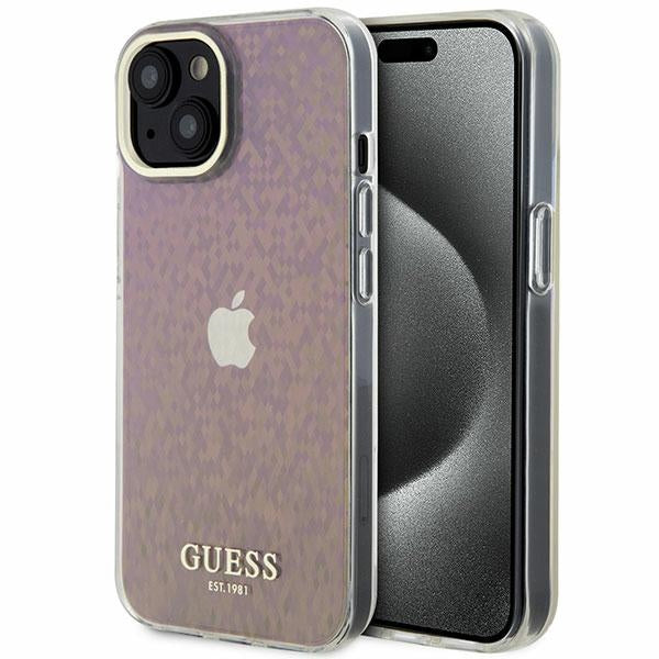 Guess GUHCP15SHDECMP iPhone 15 6.1" pink/pink hardcase IML Faceted Mirror Disco Iridescent