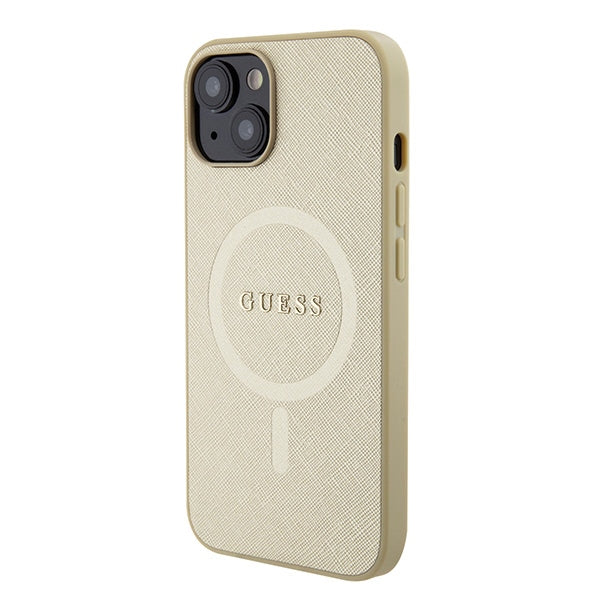 Guess GUHMP15MPSAHMCB iPhone 15 Plus 6.7" gold/gold hardcase Saffiano MagSafe