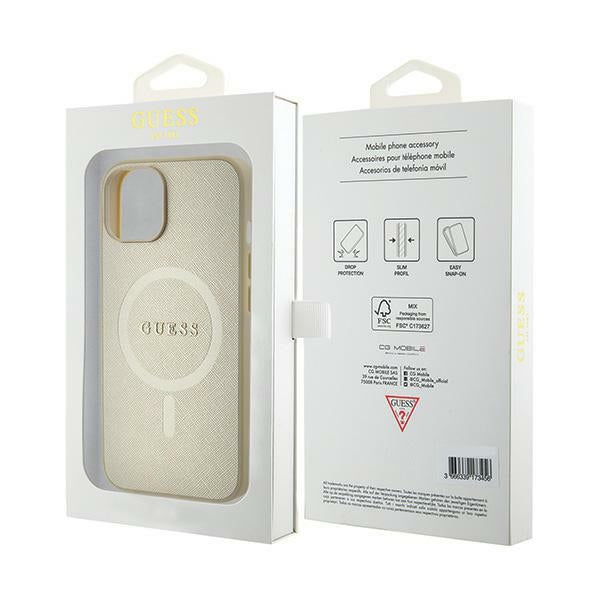 Guess GUHMP15MPSAHMCB iPhone 15 Plus 6.7" gold/gold hardcase Saffiano MagSafe