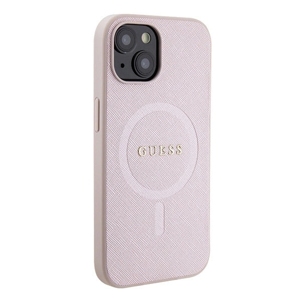 Guess GUHMP15SPSAHMCP iPhone 15 6.1" pink/pink hardcase Saffiano MagSafe