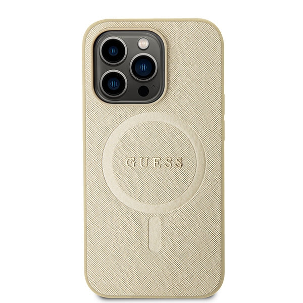Guess GUHMP15XPSAHMCB iPhone 15 Pro Max 6.7" gold/gold hardcase Saffiano MagSafe
