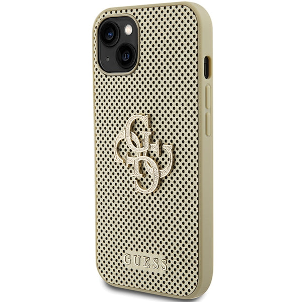 Guess Perforated 4G Glitter case for iPhone 15 - gold