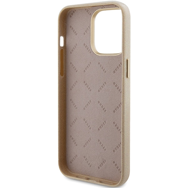 Guess Glitter Glossy Script case for iPhone 15 Pro Max - gold