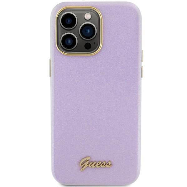 Guess Glitter Glossy Script case for iPhone 15 Pro Max - lilac