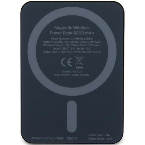 Guess MagSafe 4G Strassed Metal Logo induction power bank 15W 5000mAh - black