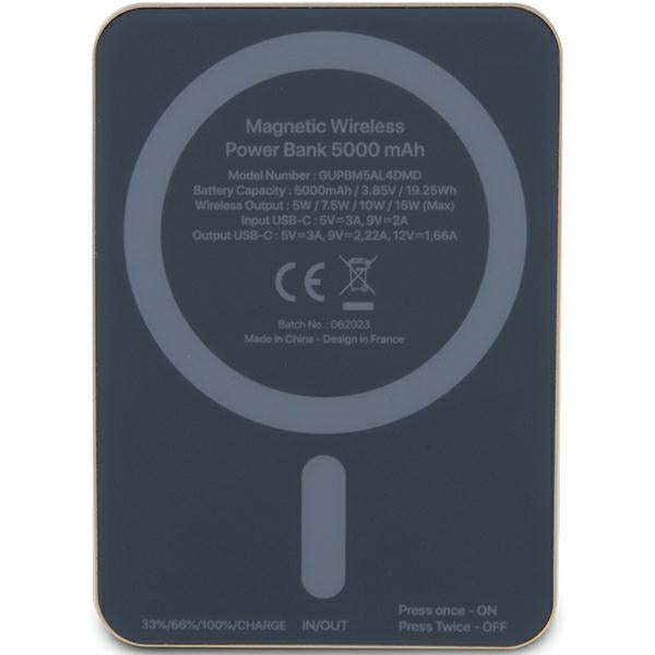 Guess MagSafe Metal Script Logo induction power bank 15W 5000mAh - gold