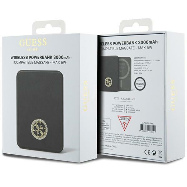 Guess MagSafe 4G Strassed Metal Logo induction power bank 5W 3000mAh - black