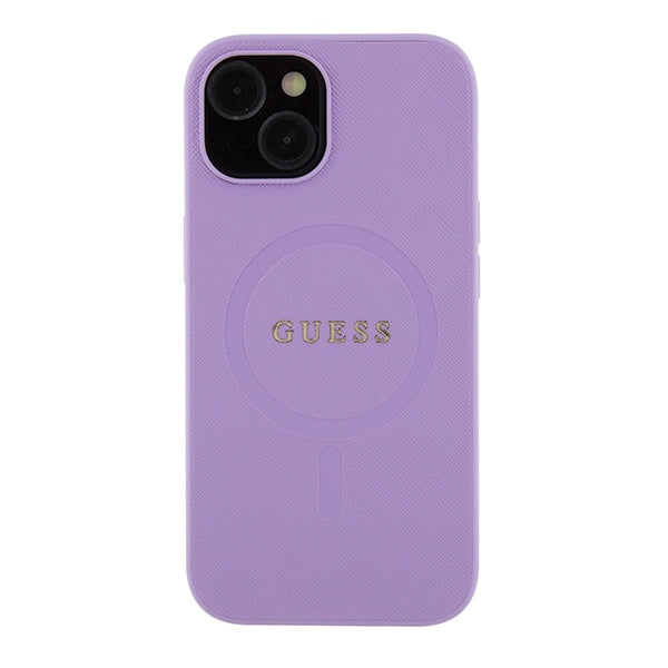 Guess Saffiano MagSafe case for iPhone 15 Plus - purple