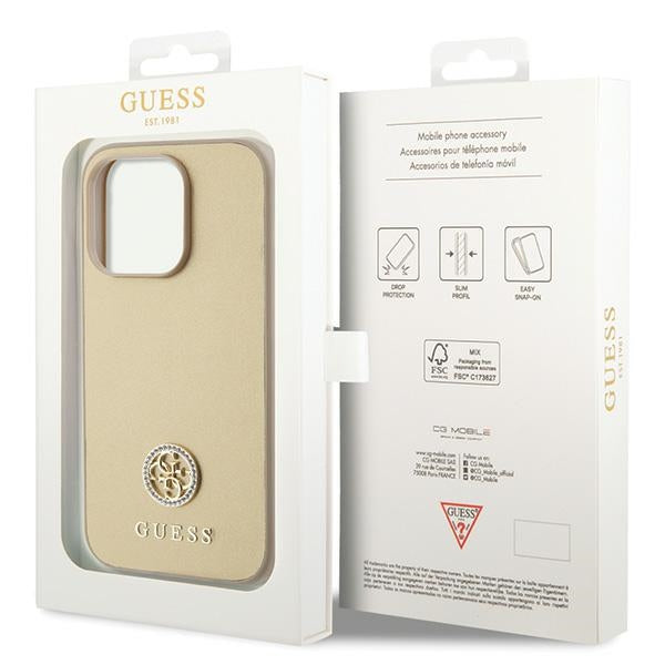 Guess GUHCP15LPS4DGPD iPhone 15 Pro 6.1" gold/gold hardcase Strass Metal Logo